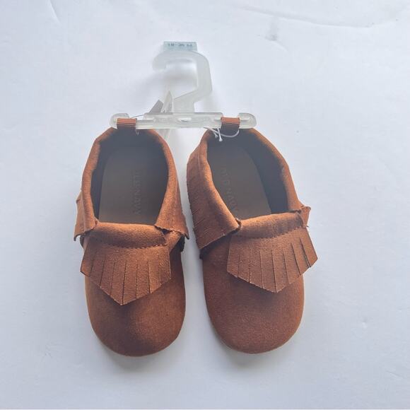 Old Navy Baby Cognac Color Fringe Detail Moccasins Sz 18-24 M - Picture 3 of 8